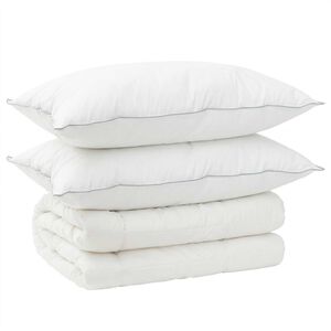 vidaXL Set odeje in blazine 3 kos 200x200 cm 4 letni časi 350 GSM Bela