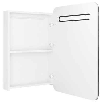 vidaXL LED kopalniška omarica z ogledalom sijoče bela 60x11x80 cm