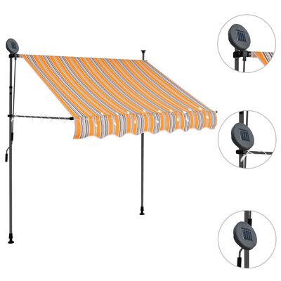 vidaXL Ročno zložljiva tenda z LED lučkami 200 cm rumena in modra