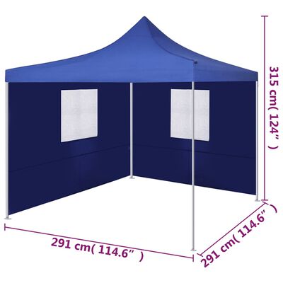 vidaXL Zložljiv šotor z 2 stenama 3x3 m modre barve