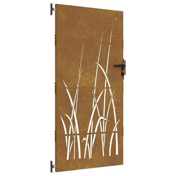 vidaXL Vrtna vrata 85x175 cm corten jeklo dizajn trave