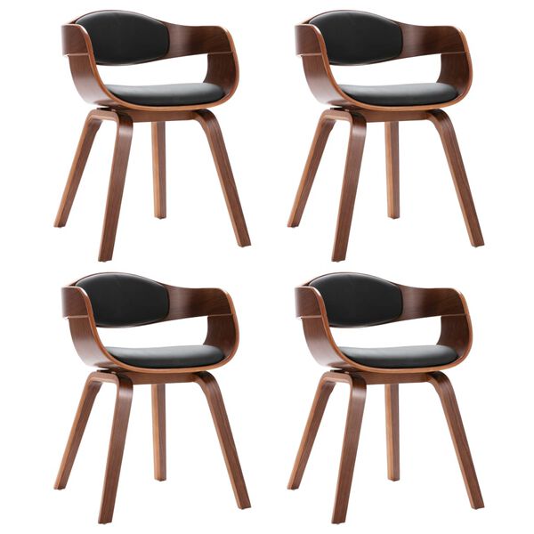 vidaXL Jedilni stoli 4 kosi ukrivljen les in umetno usnje