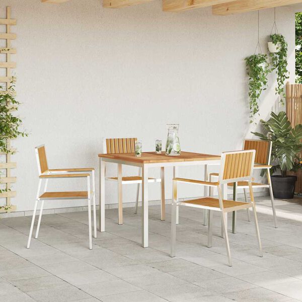 vidaXL Zunanja jedilnica 5 pcs Rjava Trden tikov les