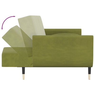 vidaXL Kavč dvosed z ležiščem, stolčkom in blazinama sv. zelen žamet
