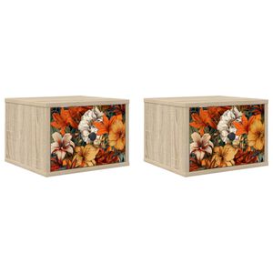 vidaXL Stenska nočna omarica GENNEP 2 kos Sonoma hrast 36 x 33 x 25 cm