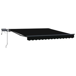 vidaXL Vlečna tenda Črna 300 x 250 cm Tkanina in aluminij