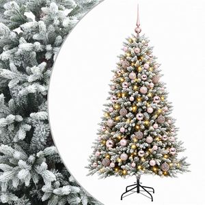 vidaXL Umjetno božično drevo z okrasnimi kroglami 240 cm 300 LED
