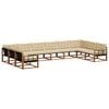 vidaXL Zunanja garnitura za sedenje 10 kos Naravna in bež