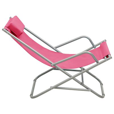vidaXL Gugalni stol 2 kosa iz jekla roza barve