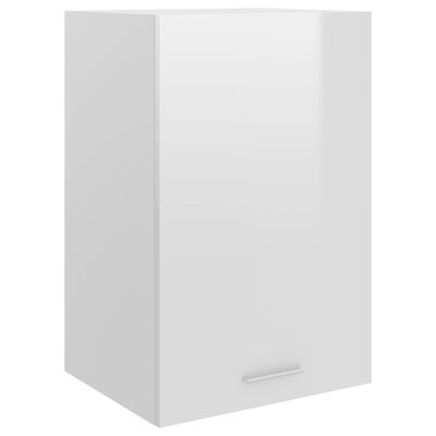 vidaXL Viseča omarica visok sijaj bela 39,5x31x60 cm iverna plošča