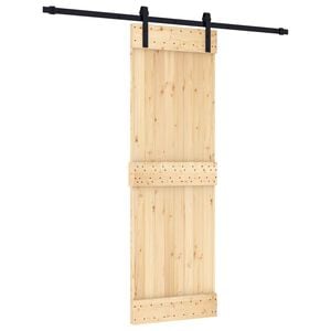 vidaXL Drsna vrata Naravna in črna 70 x 210 cm Masiven borov les