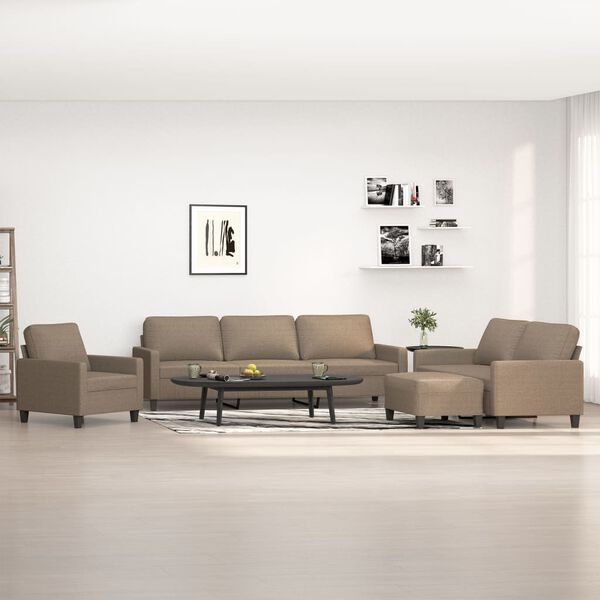 vidaXL Sedežna garnitura 4-delna z blazinami taupe blago