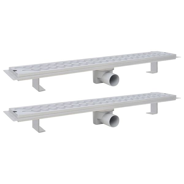 vidaXL Kanaleta za tuš 2 kosa valovi 730x140 mm nerjaveče jeklo