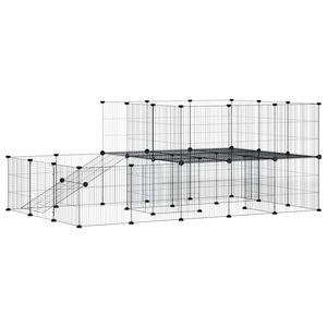 vidaXL Ograda za hi&scaron;ne ljubljenčke s 44 paneli črna 175x105x70 cm jeklo