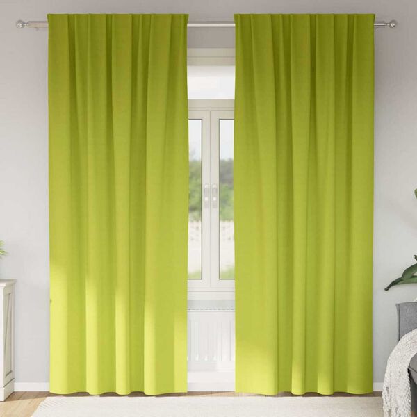 vidaXL Zavese za zatemnitev z obroči 2 pcs Zelena 245 x 140 cm