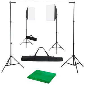 vidaXL Komplet za fotografski studio s softbox svetilkami in ozadjem