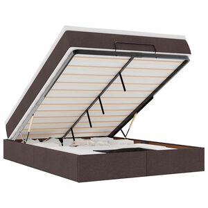 vidaXL Otomanska postelja z vzmetnico rjav 140x190 cm blago