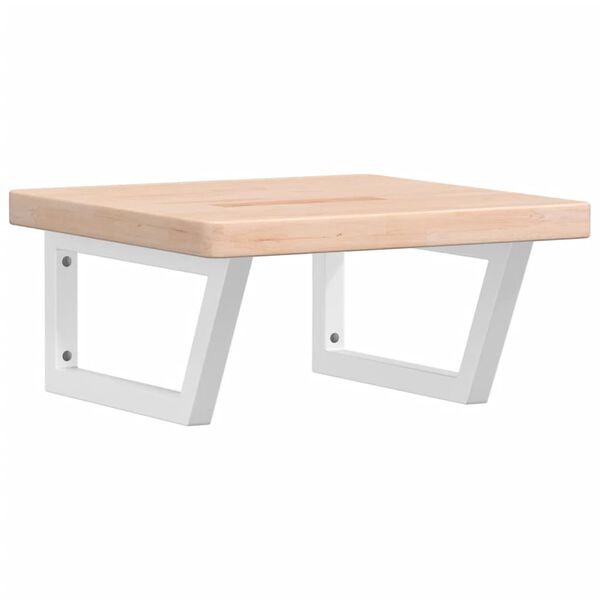 vidaXL Stenska polica za umivalnik jeklo in trdna hrastovina