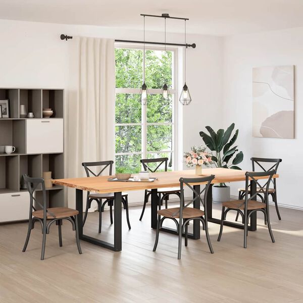 vidaXL Noge za jedilno mizo v obliki ?rke U, 3 kosa, ?rne, 100 x (72-73) cm, jeklo