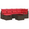 vidaXL Kavčna garnitura 7 kos 6-&Scaron;tevilo sedežev Rjava in rdeča