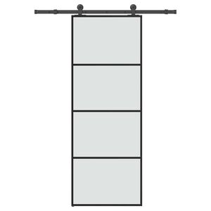 vidaXL Drsna vrata z opremo 76x205 cm ESG steklo in aluminij