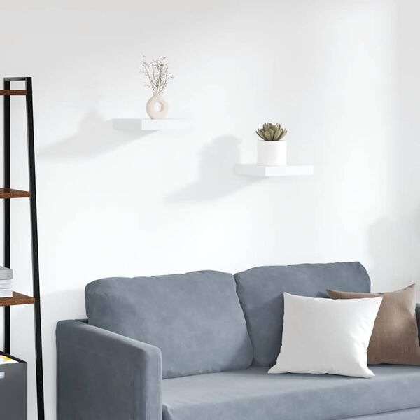 vidaXL Stenske police 2 kosa bele 23x23,5x3,8 cm MDF