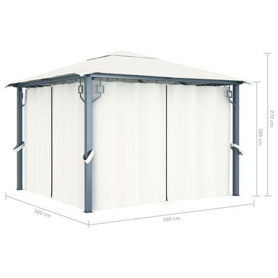 vidaXL Paviljon z zaveso 300x300 cm krem aluminij