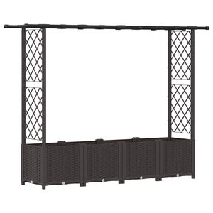 vidaXL Dvignjeno leži&scaron;če s trellisom in streho Rjava 203 x 40 x 136 cm