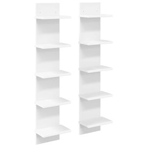 vidaXL Stenska polica 2 kos Bela 22 x 15 x 100 cm Inženirski les