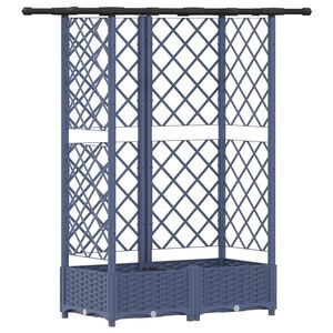 vidaXL Dvignjeno leži&scaron;če s trellisom in streho Siva 124 x 40 x 121 cm
