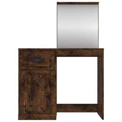 vidaXL Toaletna mizica z ogledalom dimljen hrast 90x50x132,5 cm les