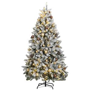 vidaXL Umetna novoletna jelka 300 LED diod in komplet bučk 180 cm