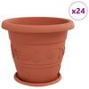vidaXL Lončki za rastline 24 kos Kamnito rdeča &Oslash; 39 x 32 cm Plastika