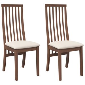 vidaXL Jedilni stoli z blazinami 2 kosa Brown Solid Wood Rubber
