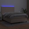 vidaXL Box spring postelja z vzmetnico LED kapučino 140x200 cm