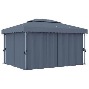 vidaXL Paviljon z zaveso 4x3 m antraciten aluminij