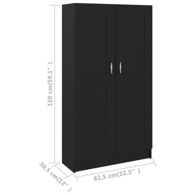 vidaXL Knjižna omara črna 82,5x30,5x150 cm iverna plošča