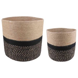 vidaXL Komplet loncev za rastline 2 kos Naravna in črna &Oslash; 28 x 28 cm