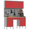 vidaXL Delovna omara s predalom 8 pcs Rdeča Inženirski les in jeklo