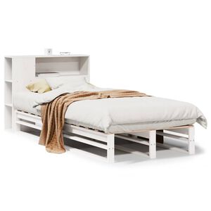 vidaXL Knjižna postelja brez vzmetnice bela 75x190 cm trden les