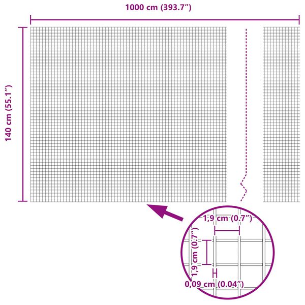 vidaXL Ograja z varjeno žico Zelena 1.4 x 10 m Jeklo