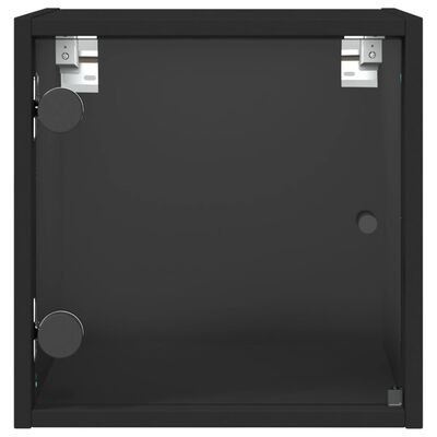 vidaXL Nočna omarica s steklenimi vrati črna 35x37x35 cm