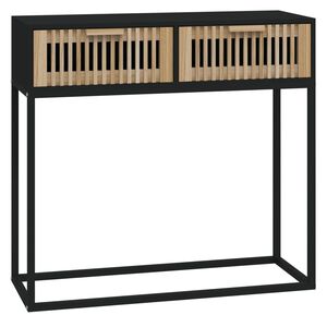 vidaXL Konzolna mizica črna 80x30x75 cm inženirski les in železo