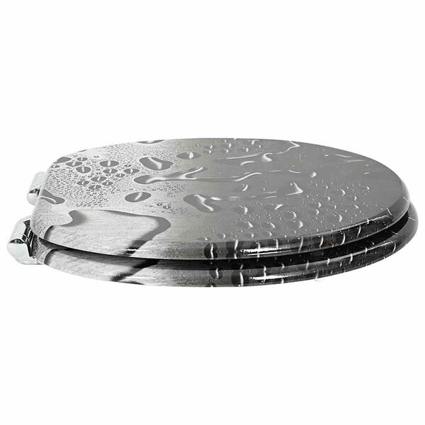 vidaXL Toaletni pokrov s tiho zaporo Siva 44 x 38 cm MDF plo&scaron;ča