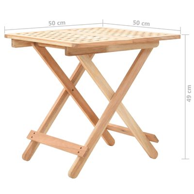 vidaXL Zložljiva stranska mizica iz trdne orehovine 50x50x49 cm