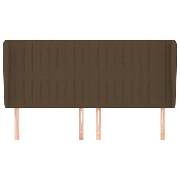 vidaXL Vzglavje z u&scaron;esi temno rjavo 163x23x118/128 cm blago