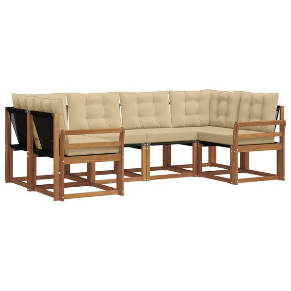 vidaXL Zunanja garnitura za sedenje z blazino 6 pcs Naravna in bež