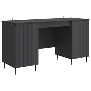 vidaXL Miza s polico z vrati Črna 142,5 x 50 x 75 cm Inženirski les