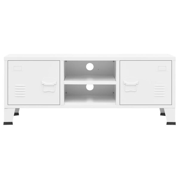 vidaXL Industrijska TV omarica bela 105x35x42 cm kovina