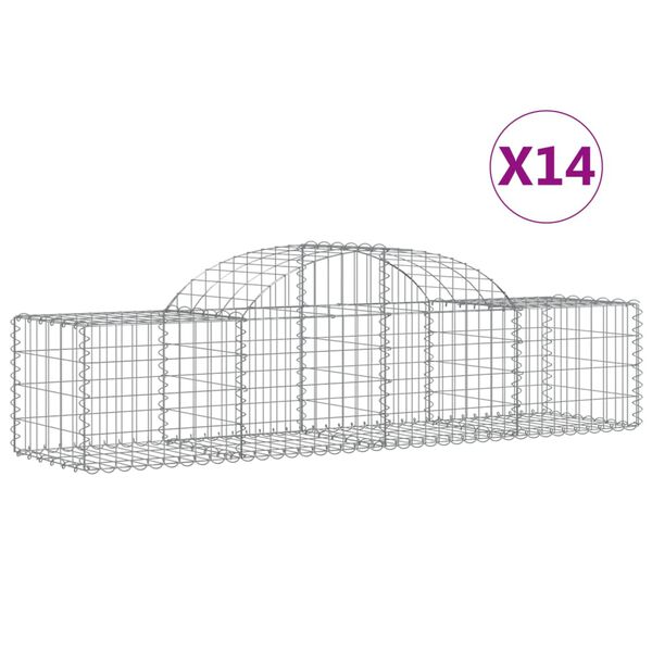 vidaXL Obokane gabion košare 14 kosov 200x50x40/60 cm pocinkano železo